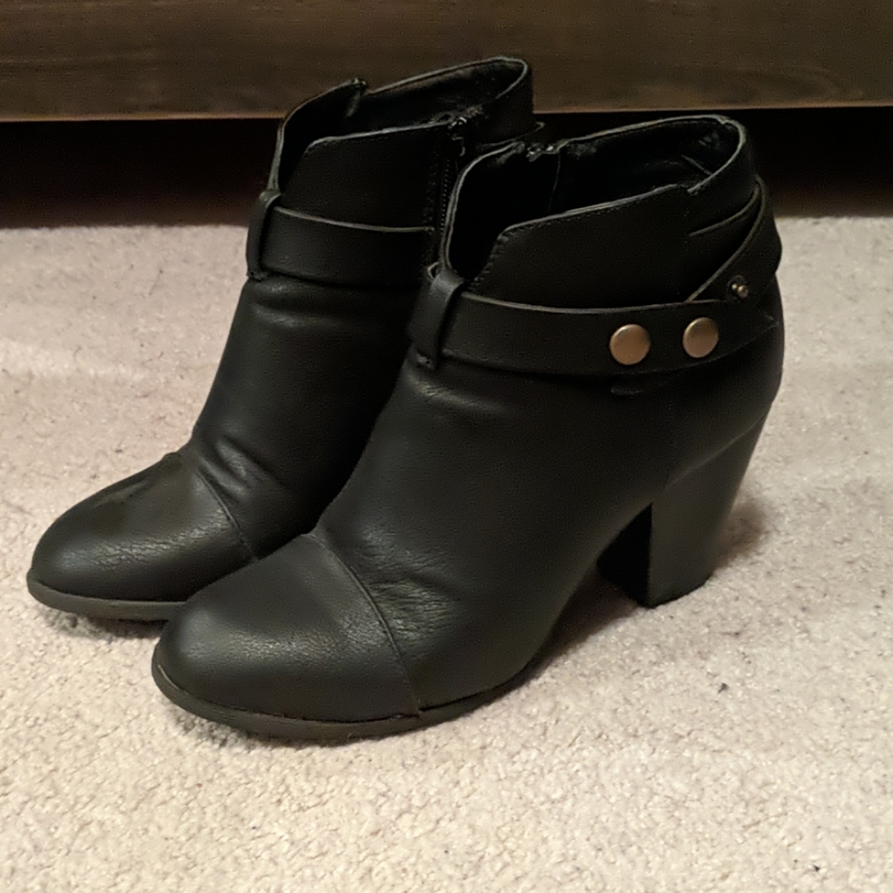 Leather Black Booties
